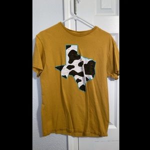 Yellow Texas cow print shirt
